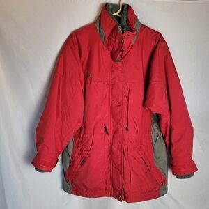 VTG Columbia Women's Red Gray 2 Piece Winter Coat Snow Jacket Size Large